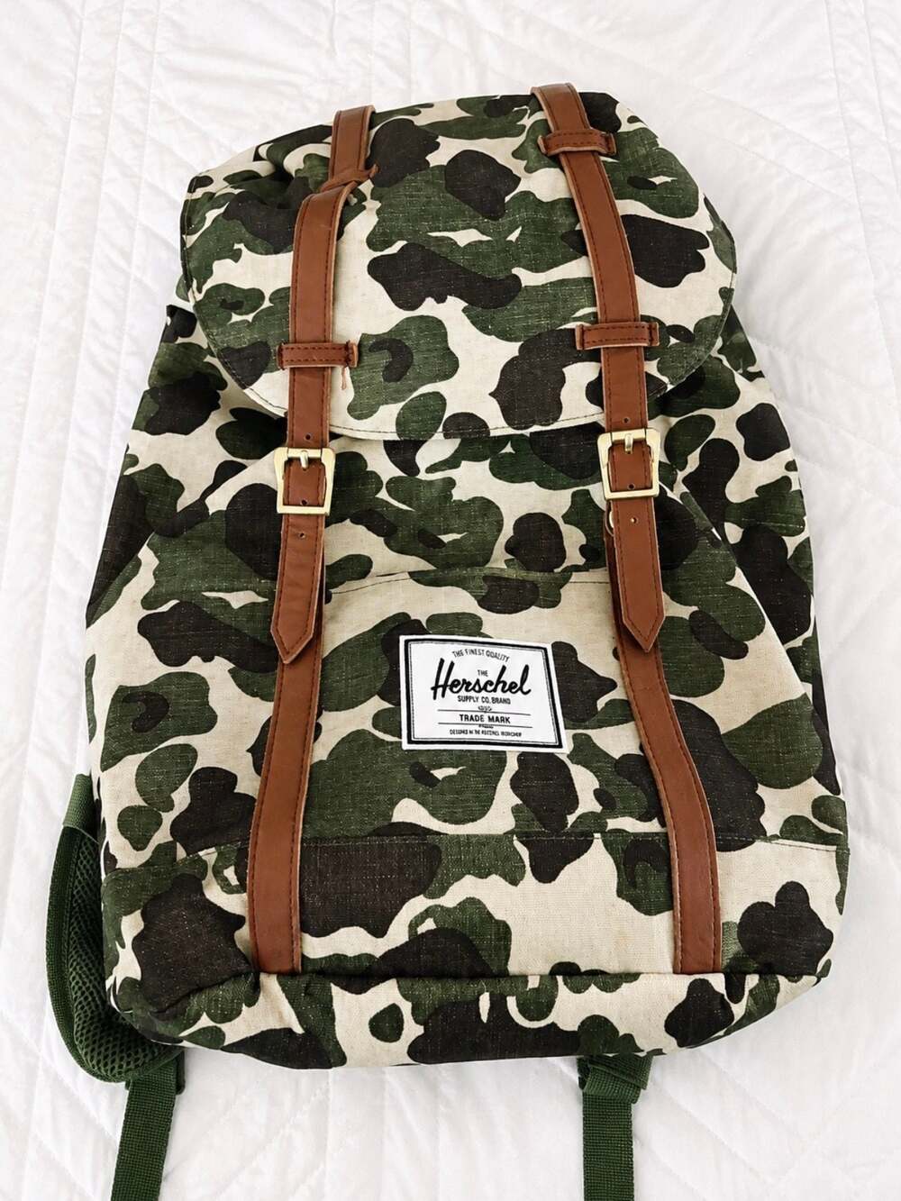Herschel Retreat Backpack Frog Camo Tan NWOT Laptop Travel School Bag